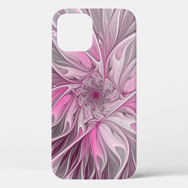 Coques Case-Mate iPhone Rêve de fleur rose fractal, Motif d'Imaginaire flo (Verso)