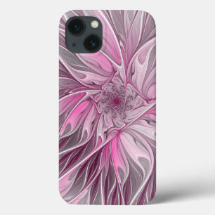 iPhone 13 Coque Rêve de fleur rose fractale, Motif Imaginaire flor