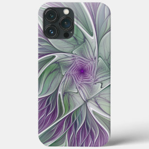 Case-Mate iPhone Case Rêve de fleurs, Abstrait violet vert Fractal Art