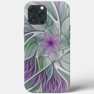Case-Mate iPhone Case Rêve de fleurs, Abstrait violet vert Fractal Art