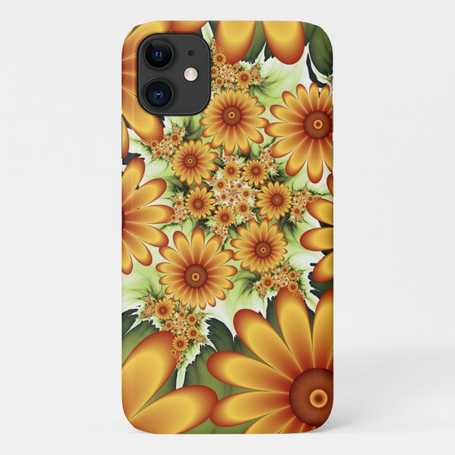 Coques Case-Mate iPhone Rêve Floral, Art Fractal Moderne Abstrait Fleur (Dos)