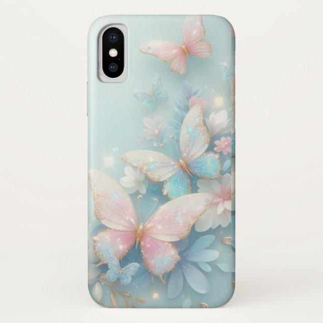 Coques Case-Mate iPhone Rêve : Pastel scintillant bleu & rose Butte (Dos)