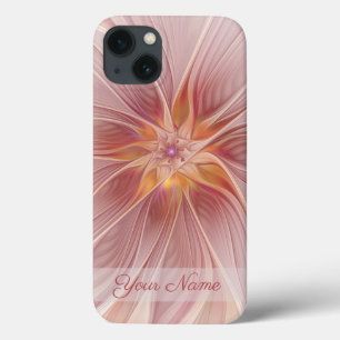 iPhone 13 Case Rêve Rose Tendre Art Abstrait Fleur de Fractale No