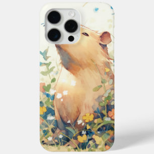 Coque iPhone 15 Pro Max Rêverie de capybara dans la prairie