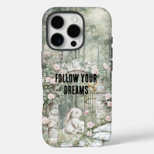 Coques iPhone 16 Pro Rêves de lapin de jardin rose enchanté