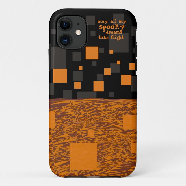 Coques Case-Mate iPhone Rêves éffrayants Halloween orange noir Carré gris (Dos)