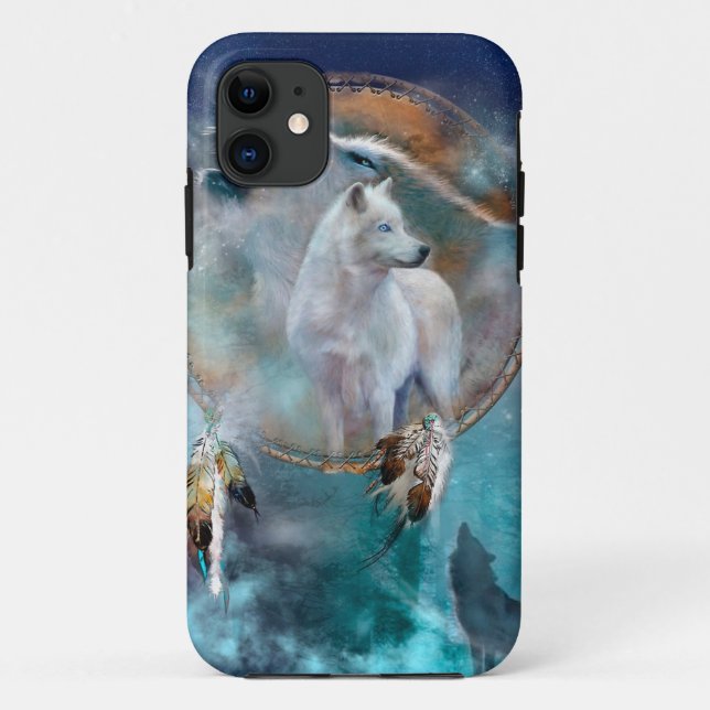 Coques Case-Mate iPhone Rêveur indien et loup à tête ethnique (Dos)