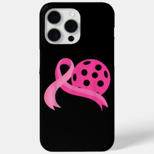 Coque iPhone 15 Pro Max Ribbon Coeur Rose Cute Pickleball Cancer du sein A