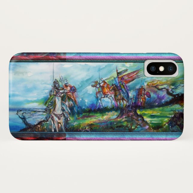 Coques Case-Mate iPhone RIDERS DANS LA TEMPÊTE Chevaliers Médiévaux Bleu (Dos (Horizontal))