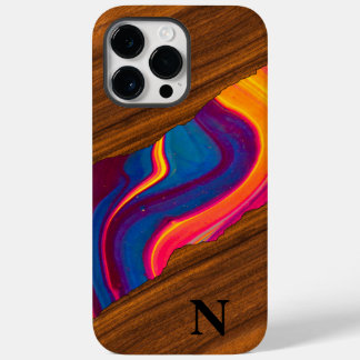 Coque Pour Pour iPhone 14 Pro Max Rivière de couleur vibrante en bois