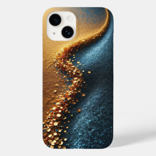 Coque Pour iPhone 14 Rivière de Sequins Dorés Luxueux sur Sable Paillet
