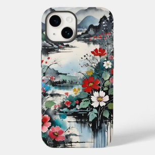 Coque Pour iPhone 14 Rivière des montagnes et aquarelle Fleur sauvage