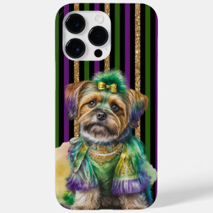 COQUE POUR POUR iPhone 14 PRO MAX ROBE NOIR ROUGE VERT OR MARDI GRAS POPPY CHIEN