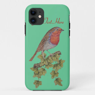 Coques Pour iPhone Robin perché sur des feuilles de lierre oiseaux sa