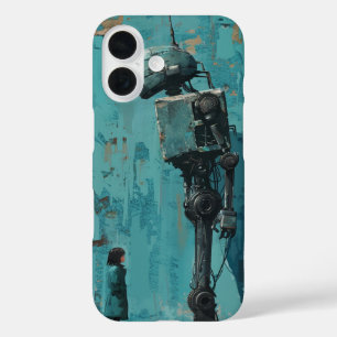 Coque Pour iPhone 16 Robot rétro avec fille