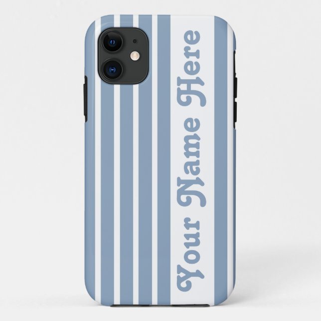 Coques Case-Mate iPhone Rock Blue Safari Stripe avec nom (Dos)