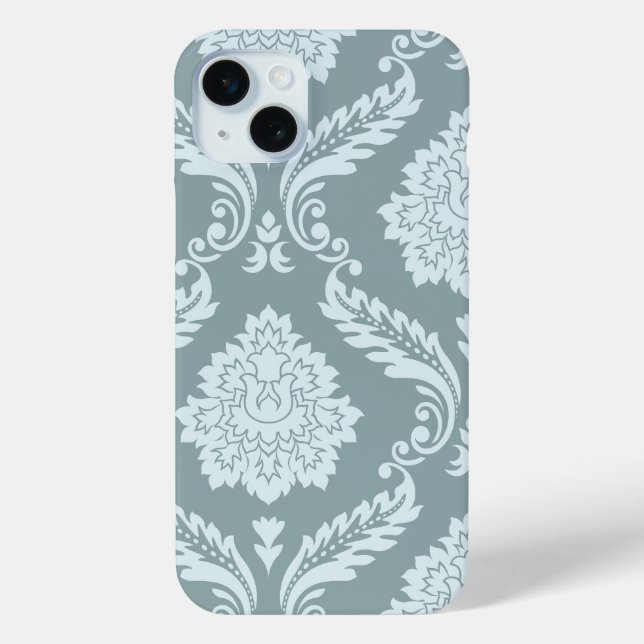 Coques Case-Mate iPhone Rococo Damask Art I Duck Egg Blue+Teal (Verso)