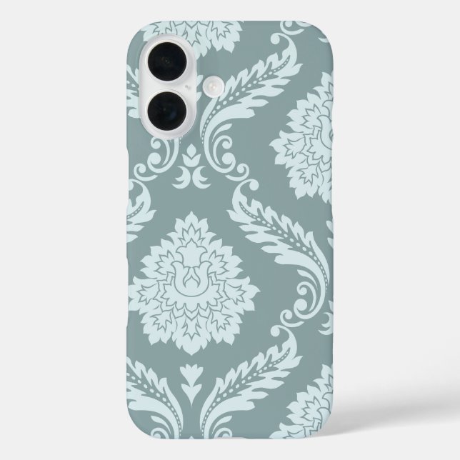 Coques Case-Mate iPhone Rococo Damask Art I Duck Egg Blue+Teal (Verso)