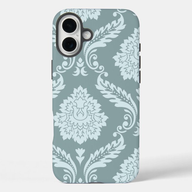 Coques Case-Mate iPhone Rococo Damask Art I Duck Egg Blue+Teal (Verso)