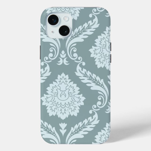 Coques Case-Mate iPhone Rococo Damask Art I Duck Egg Blue+Teal (Verso)