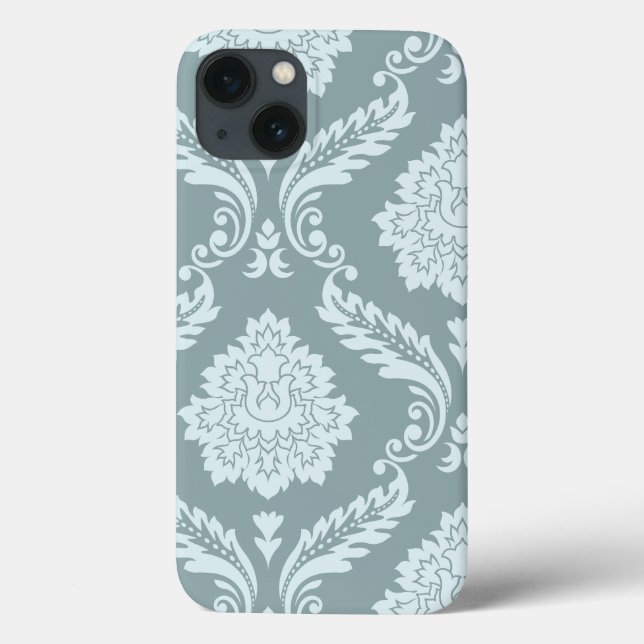 Coques Case-Mate iPhone Rococo Damask Art I Duck Egg Blue+Teal (Verso)