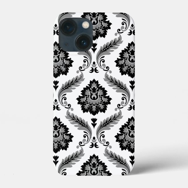 Coques Case-Mate iPhone Rococo Damask Pattern Grey Black White (Verso)