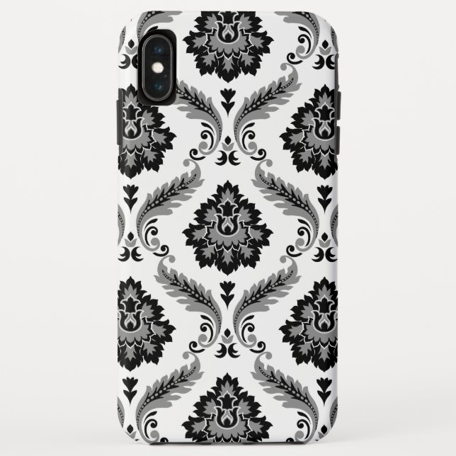 Coques Case-Mate iPhone Rococo Damask Pattern Grey Black White (Dos)