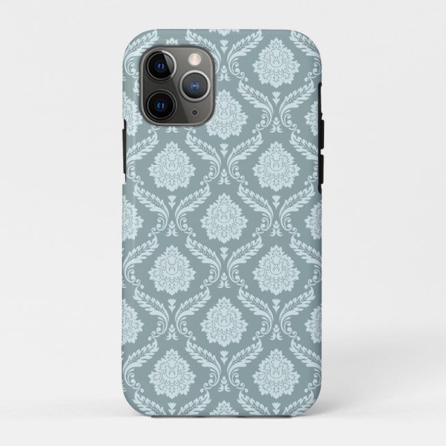Coques Case-Mate iPhone Rococo Damask Rpt Pattern Duck Egg Blue+Teal (Dos)