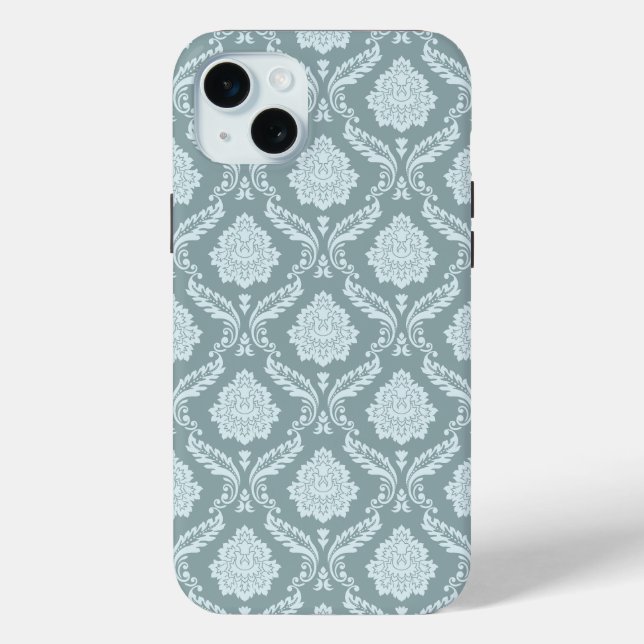 Coques Case-Mate iPhone Rococo Damask Rpt Pattern Duck Egg Blue+Teal (Verso)