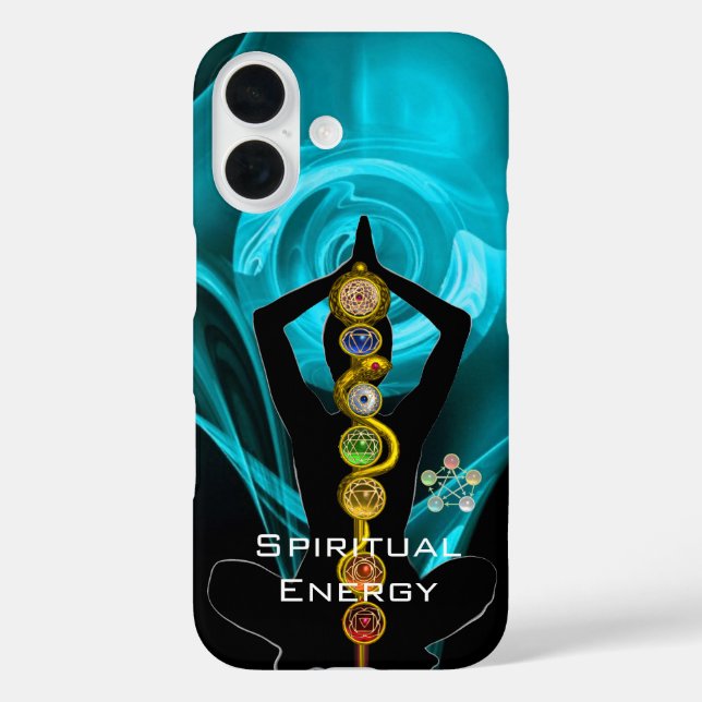 Coques Case-Mate iPhone ROD ASCLEPIUS,7 CHAKRAS YOGA LOTUS POSE Bleu (Verso)