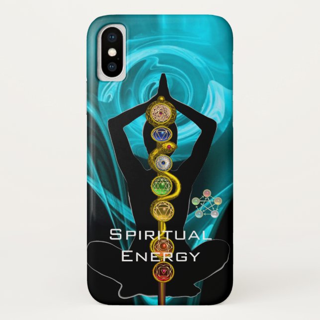 Coques Case-Mate iPhone ROD ASCLEPIUS,7 CHAKRAS YOGA LOTUS POSE Bleu (Dos)