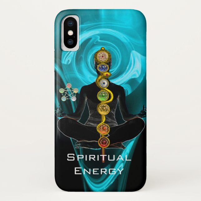 Coques Case-Mate iPhone ROD ASCLEPIUS,7 CHAKRAS YOGA LOTUS POSE Bleu (Dos)