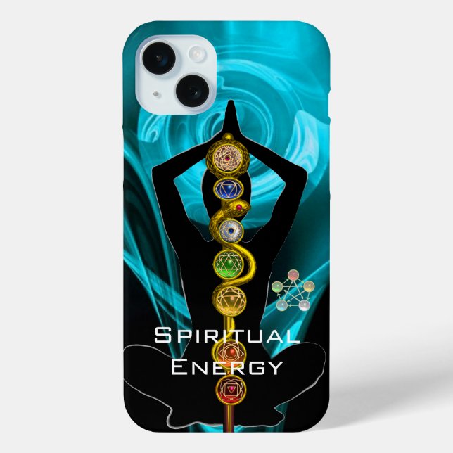 Coques Case-Mate iPhone ROD ASCLEPIUS,7 CHAKRAS YOGA LOTUS POSE Bleu (Verso)