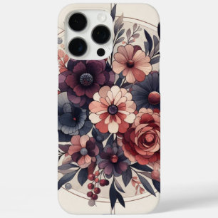 Coques iPhone 16 Pro Max Romance foncée Bourgogne Art Déco Floral Été