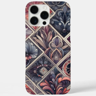 Coques iPhone 16 Pro Max Romance foncée Bourgogne Art Déco Floral Été