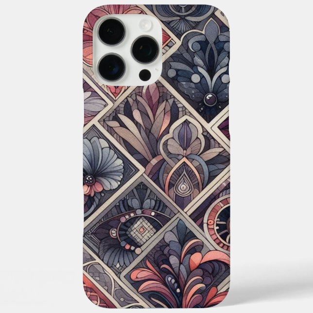 Coques Case-Mate iPhone Romance foncée Bourgogne Art Déco Floral Été (Verso)