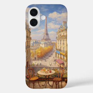 Coque Pour iPhone 16 Romantic Parisian Balcony View Oil Painting