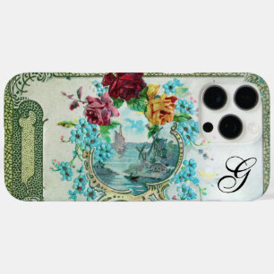 iPhone 16 PRO MAX CASE ROMANTICA FLORAL MONOGRAM ROSES ET OISEAU VOLANT