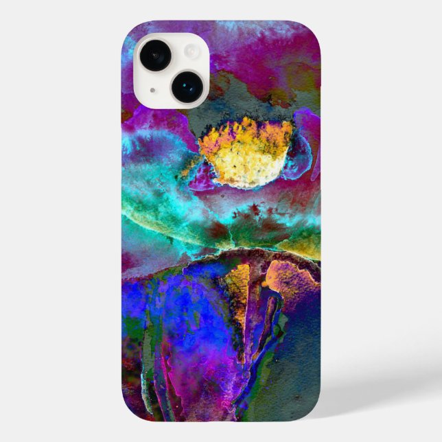 Coques Case-Mate iPhone Romantique élégant violet turquoise peinture de fl (Verso)