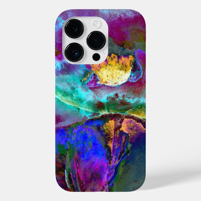 Coques Case-Mate iPhone Romantique élégant violet turquoise peinture de fl (Verso)