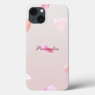 Etui iPhone 13 Romantique rose pâle Rose pétal floral