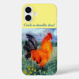 Coques iPhone 16 Plus Rooster d'art ornithologique de couleur Poulets