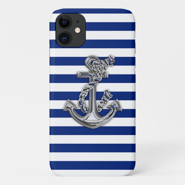 Coques Case-Mate iPhone Rope Anchor on Nautical Stripes (Dos)