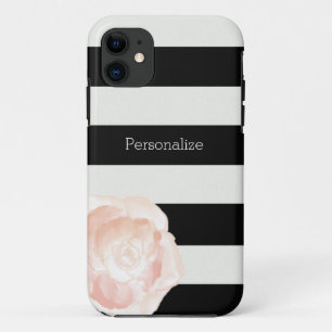 Coque Case-Mate Pour iPhone Rose à rayures noir et blanc