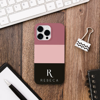 Coque Pour Pour iPhone 14 Pro Max Rose à trois couleurs personnalisées Noir
