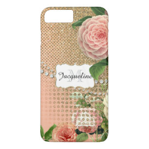Coque iPhone 8 Plus/7 Plus Rose anglais vintage Glam Old Hollywood Regency