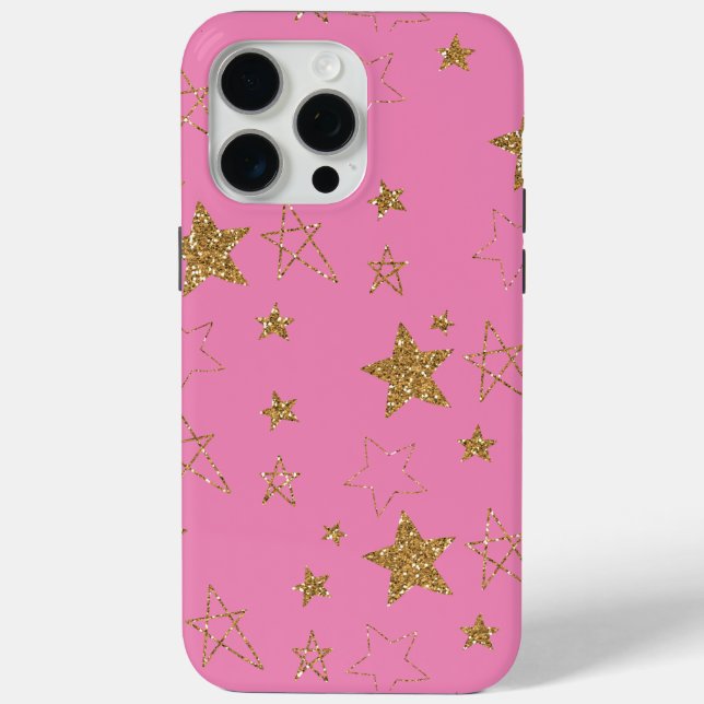 Coques Case-Mate iPhone Rose avec étoiles d'or (Verso)