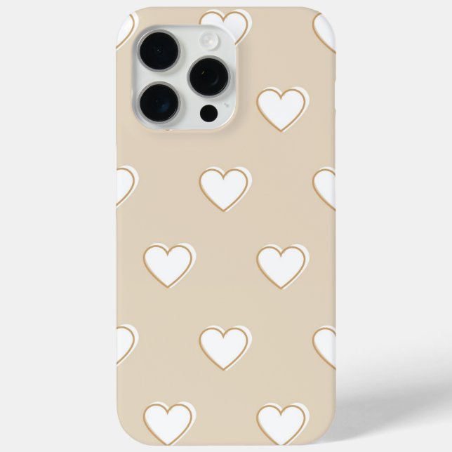 Coques Case-Mate iPhone Rose blanc Beige mignon Motif de coeur simple (Verso)