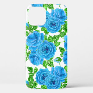 Case-Mate iPhone Case Rose bleu aquarelle motif transparent