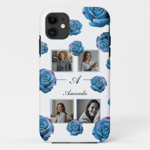 Case-Mate iPhone Case Rose bleu moderne Monogramme Photo Collage Personn